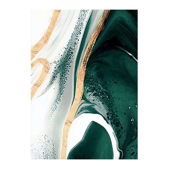 Sunxin Hangs Modern Abstract Dark Green Gold Foil Lines Canvas Art Wall Decor Abstract Green Canvas Wall Art for Living Room Bedroom Wall Decor Posters and Prints Wall Pictures