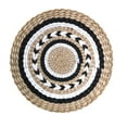 thumbnail image 1 of Sunxin Hangs Wall Basket Decor Boho Wall Hanging Decor Rattan Wall Decor Flat Round Wicker Woven Macrame Tapestry Wall Basket Serving Tray Art Handmade Set for Room Bedroom Living Room, 1 of 5