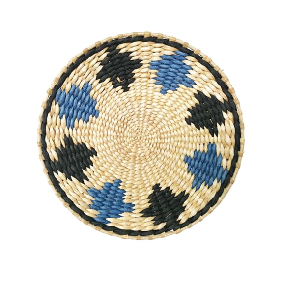 Sunxin Hangs Wall Basket Decor Boho Wall Hanging Decor Rattan Wall Decor Flat Round Wicker Woven Macrame Tapestry Wall Basket Serving Tray Art Handmade Set for Room Bedroom Living Room