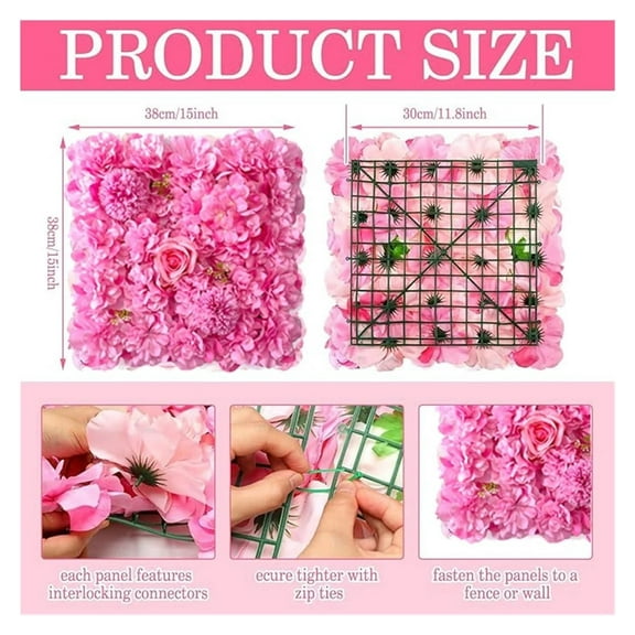 Sunxin Rose Redartificial Flower Wall Panel 15 X 15 Inch 3D Rose Decoration Faux Diy Flower Wall Wedding Decoration, 1 * Flower Hanging