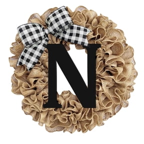 Sunxin Wreath for Front Door,Unique Last Name Year Round Front Door Wreath with Bow Welcome Sign Garland Creative 26 Letter Farmhouse Wreath for Front Door Spring,Summer Wreath
