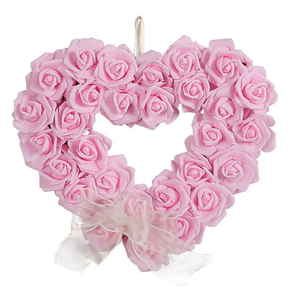 Sunxin Wreath Idyllic Heart Shaped Wreath Floral Rose Artificial Garland Door Wreath for Home Wedding Valentine'S Day Decoration, 1X Valentine'S Day Heart-Shaped Wreath
