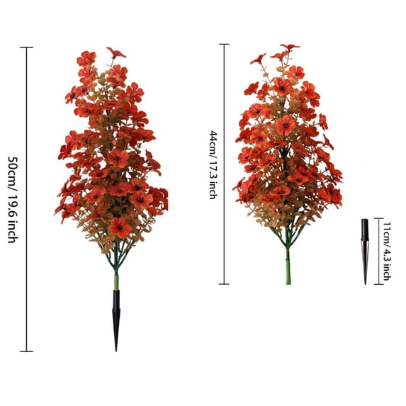 Sunxin Yellow and Sunset Red Mixed Colorsfall Artificial Plants Topiary Trees with Ground Set of 2 Faux Shrubs Fall Leaves 17" Bushes Fall Decor Outdoor Porch Garden Autumn Thanksgiving Dec