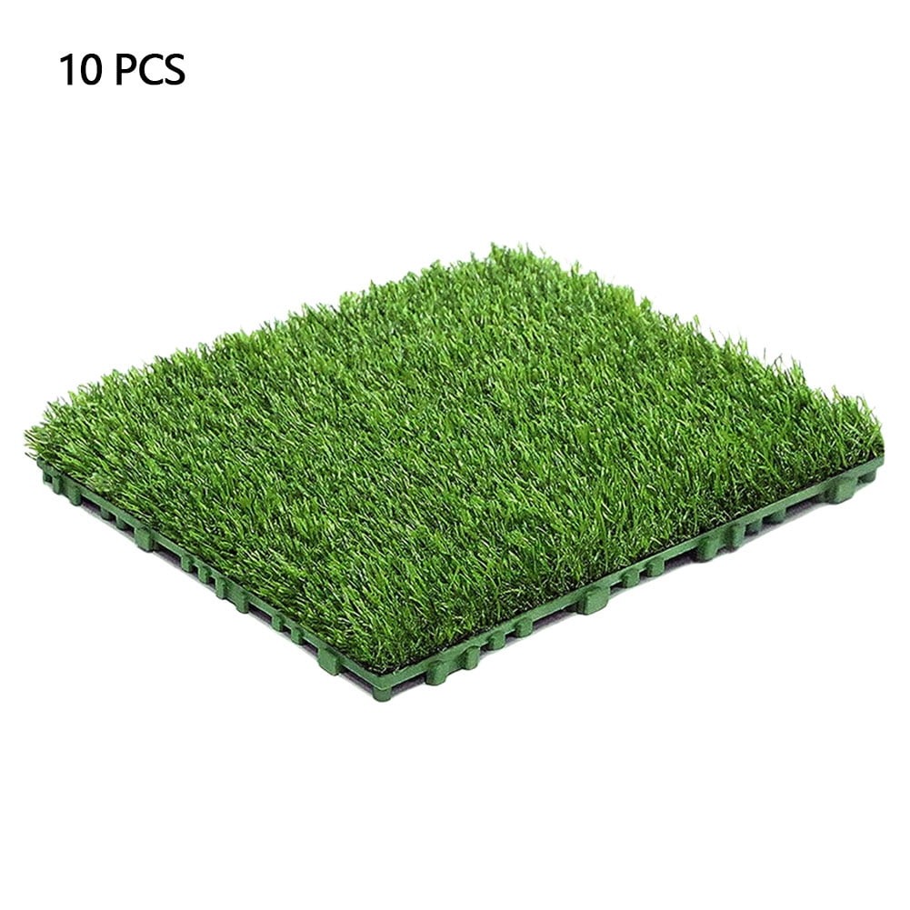 SunyaMood 10 Pcs 12 Inchx12 Inch Realistic Grass Turf Tile Green