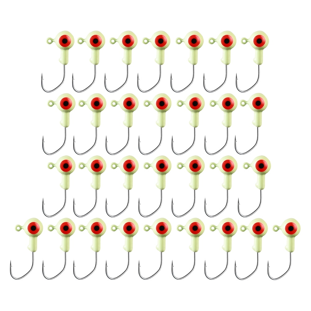 SunyaMood 30pcs Jig Head Hook 3D Eyes Jigging Head Lure Fishing