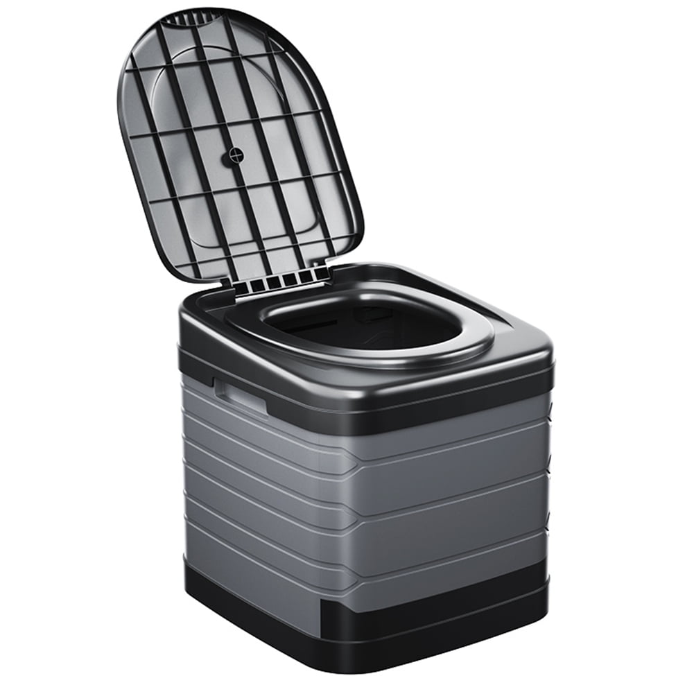 SunyaMood Camping Toilet 70L Foldable Toilet Seat Storage Box for Travel (Black Grey)