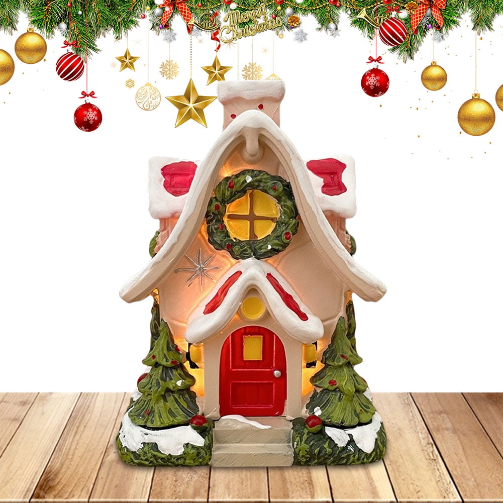 SunyaMood Christmas Cabin Incense Burner Resin Christmas Village House
