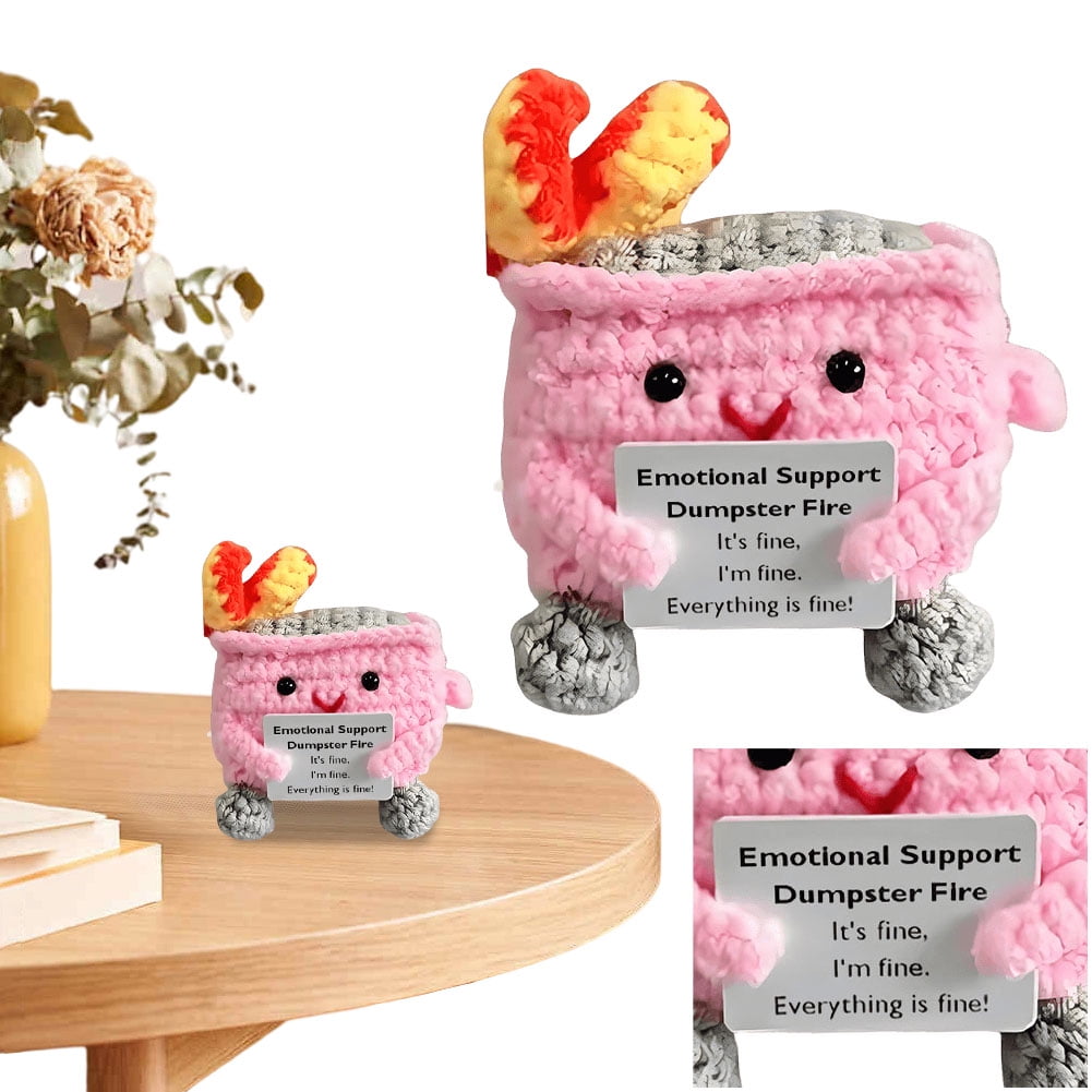 Cymwer Emotional Support Dumpster Fire - Gehäkelte Puppe Mit Inspirationskarte