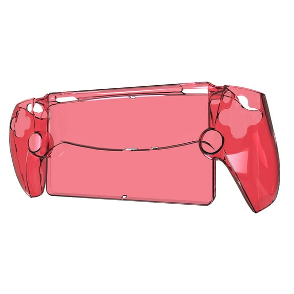 SunyaMood Transparent Protective Case Shockproof PC Washable for PS5 Portal (Red)