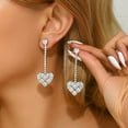 thumbnail image 1 of Sunyuer 14K Gold Plated Zircon Inlaid Love Heart Long Tassel Earrings Jewelry for Women Birthday Gift, 1 of 5