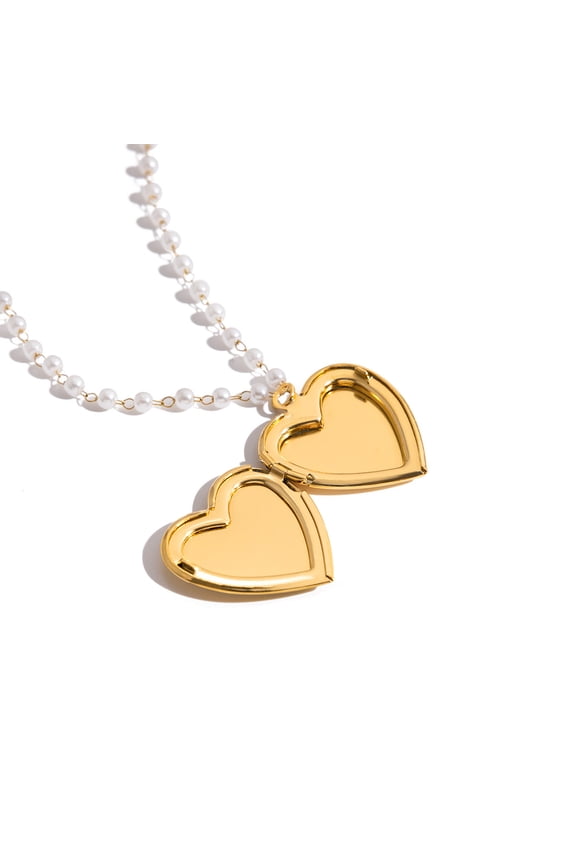 18K Gold-Plated Stainless Steel Enamel Flower Heart Photo Box Pendant Necklace for Women - Chic & Sentimental Design, Durable & Hypoallergenic, Perfect Gift for Her