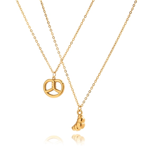 Sunyuer 18K Gold-Plated Stainless Steel Peace Sign & Shell Pendant Multi-Layer Necklace - Minimalist Layered Chain with Symbolic Charms, Elegant Statement Jewelry for Women