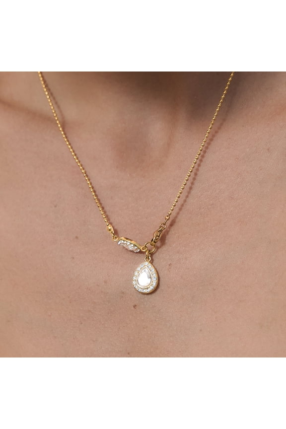 18K Gold Plated Teardrop Cubic Zirconia Pendant Necklace for Women | Elegant and Dainty Jewelry | Perfect for Any Occassion or Gifts