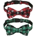 thumbnail image 1 of Sunyuer 2 Pack Christmas Dog Collar with Bow Tie Red Green Buffalo Plaid Dog Pet Collar Adjustable for Small Medium Large Dogs Cats, 1 of 7