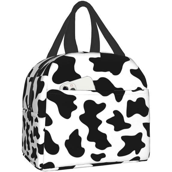 Sunyuer Girls Cow Printed Pattern Insulated Waterproof Oxford Cloth Reusable Lunch Bag