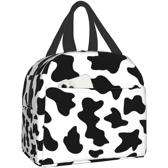 Sunyuer Girls Cow Printed Pattern Insulated Waterproof Oxford Cloth Reusable Lunch Bag