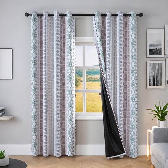 Sunyuer Blackout Curtains, Room Darkening Window Accent for Bedroom, Sun Blocking, Thermal, Modern Bohemian Curtains, Leaves Collection, Set of 2 Panels