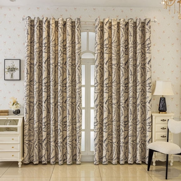 Sunyuer Blackout Curtains, Room Darkening Window Accent for Bedroom, Sun Blocking, Thermal, Modern Bohemian Curtains, Leaves Collection, Set of 2 Panels