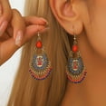 thumbnail image 1 of Sunyuer Bohemian Vintage Turquoise Oval Ethnic Drop Earrings for Women Dangle Metal Earrings Boho Retro Western Earrings Tassels Delicate Jewelry Gift, 1 of 5