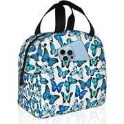 Sunyuer Insulated Lunch Bag for Women, Butterfly Lunch Box, Waterproof Reusable Tote Bag with Pocket, Picnic