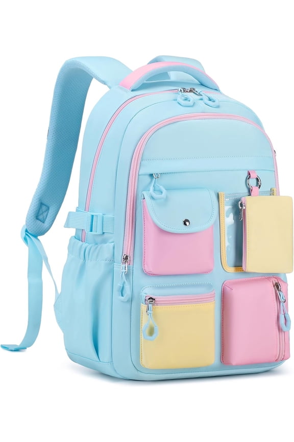 Candy-Colored Multi-Pocket Casual Backpack, Large Capacity & Lightweight 15.6 Inch Laptop Backpack for Women Men Travel Commuter College