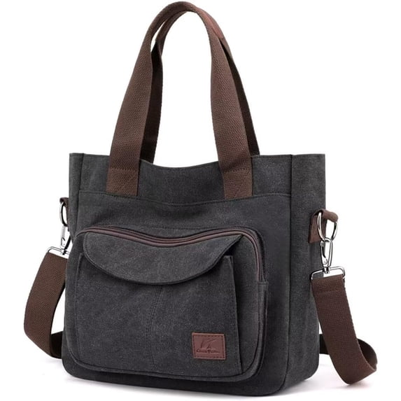 Sunyuer Canvas Tote Bag for Women, Crossbody Bag Handbag with Zipper Shoulder Bag for Shopping Travel Work