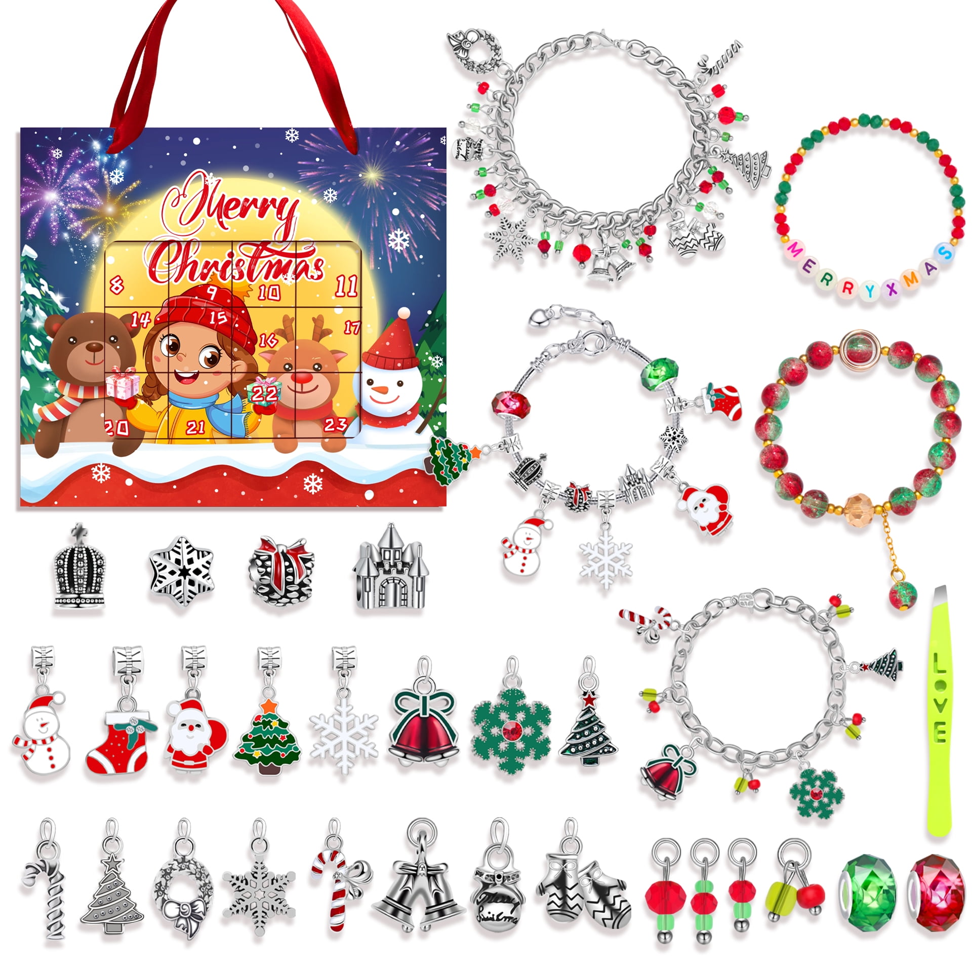 Sunyuer Christmas Countdown 24 Days Calendar Bracelets 2024 | Advent ...