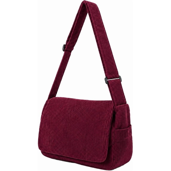Sunyuer Corduroy Crossbody Bag for Women, Large Capacity Retro Messenger Bag, Casual Lazy Style Shoulder Handbag, Adjustable Strap Lightweight Daily School Travel Purse