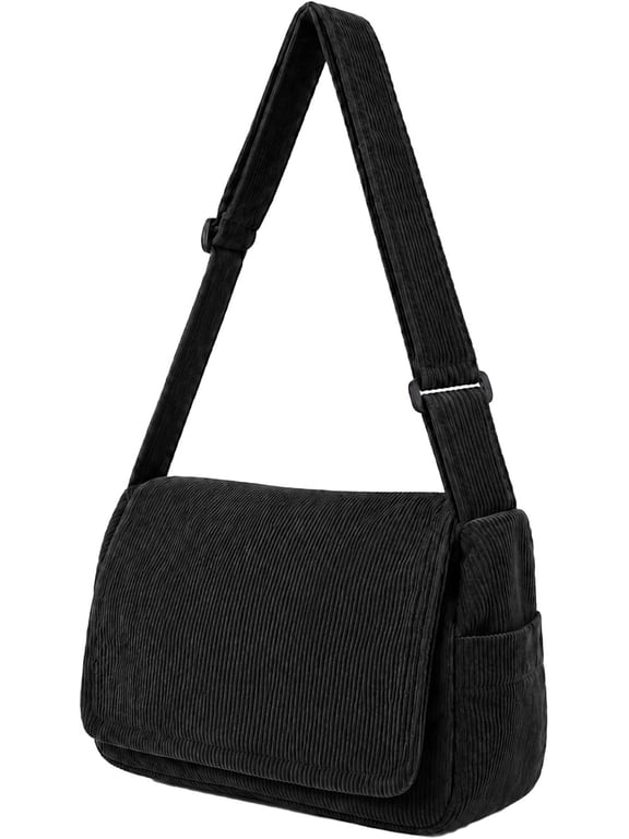 Corduroy Crossbody Bag for Women, Large Capacity Retro Messenger Bag, Casual Lazy Style Shoulder Handbag, Adjustable Strap Lightweight Daily School Travel Purse