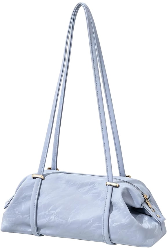 Crinkled Texture Shoulder Bag for Women, Lazy Style Soft Underarm Handbag, Elegant Lightweight Zipper Barrel Single Shoulder Purse for Daily Dating Travel