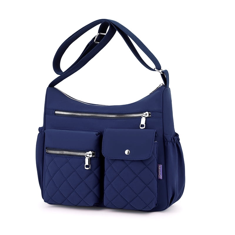 Sunyuer Crossbody Bag for Women, Casual Quilted Nylon Waterproof Travel Purse Trendy Multipocket Lightweight Shoulder Handbags for Ladies