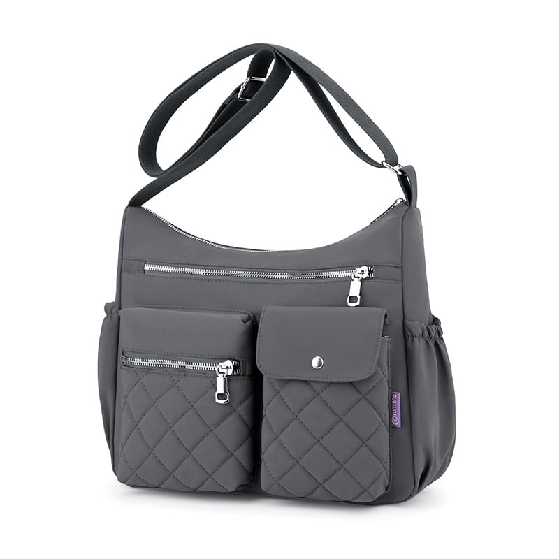 Sunyuer Crossbody Bag for Women, Casual Quilted Nylon Waterproof Travel Purse Trendy Multipocket Lightweight Shoulder Handbags for Ladies