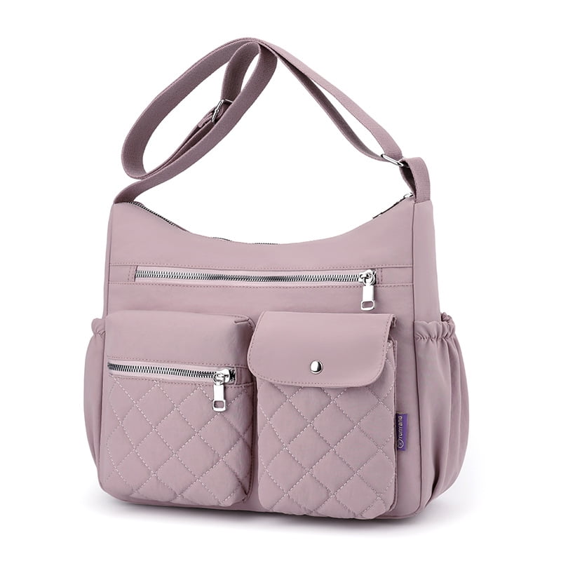 Sunyuer Crossbody Bag for Women, Casual Quilted Nylon Waterproof Travel Purse Trendy Multipocket Lightweight Shoulder Handbags for Ladies