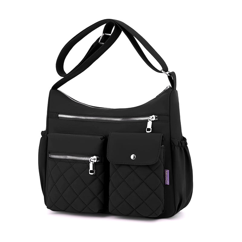 Sunyuer Crossbody Bag for Women, Casual Quilted Nylon Waterproof Travel Purse Trendy Multipocket Lightweight Shoulder Handbags for Ladies