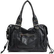 Sunyuer Crossbody Tote Bags for Women, Vintage Washed Leather Large Handbag, Y2K Hobo Bag, Vintage Shoulder Bag Motorcycle Bag