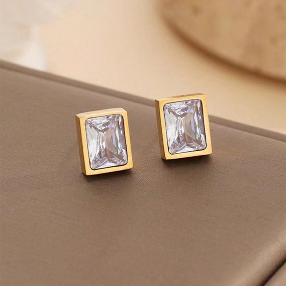 Sunyuer Cubic Zirconia Square Tiny Stud Earrings Hypoallergenic Studs Cute Jewelry Gifts for Women Birthday