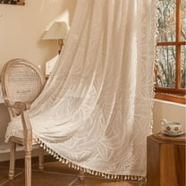 Sunyuer Curtains for Living Room - Jacquard Leaves Curtains - Privacy Curtains with Back Tab Rod Pocket Window Curtains Drapery Panels for Bedroom, 2 Panels