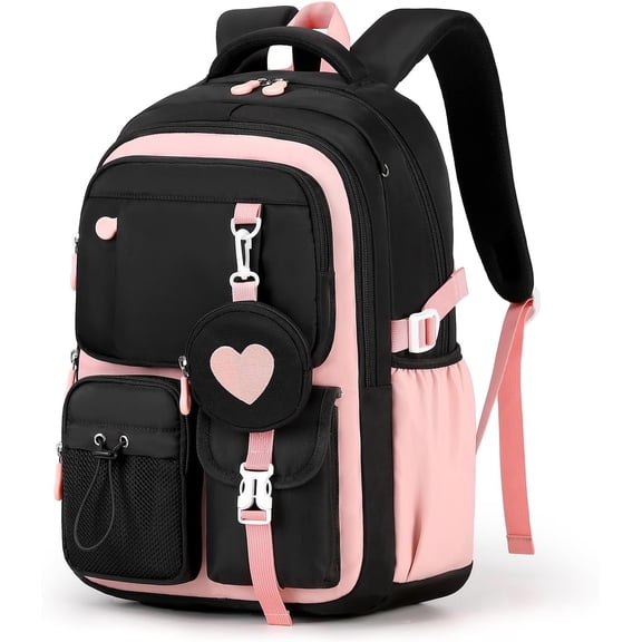Sunyuer Cute Aesthetic College Backpacks Large 15.6 Inch Laptop Bag Preppy Casual Bookbag for Women Travel Daily Use