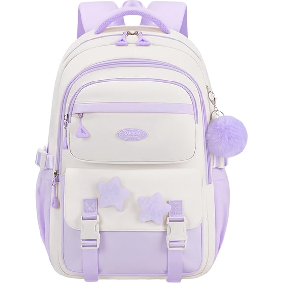 Sunyuer Cute Preppy Aesthetic Backpack, Large-Capacity Lightweight Backpack with Trolley Sleeve - Stylish and Practical for Daily Use & Travel