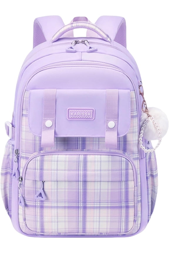 Cute Preppy Aesthetic Plaid Backpack, Ultra-Light Oxford Cloth Large Capacity Checkered Backpack - Breathable, Waterproof, Thermal, Load-Reducing, Spine-Protecting with Curved Straps