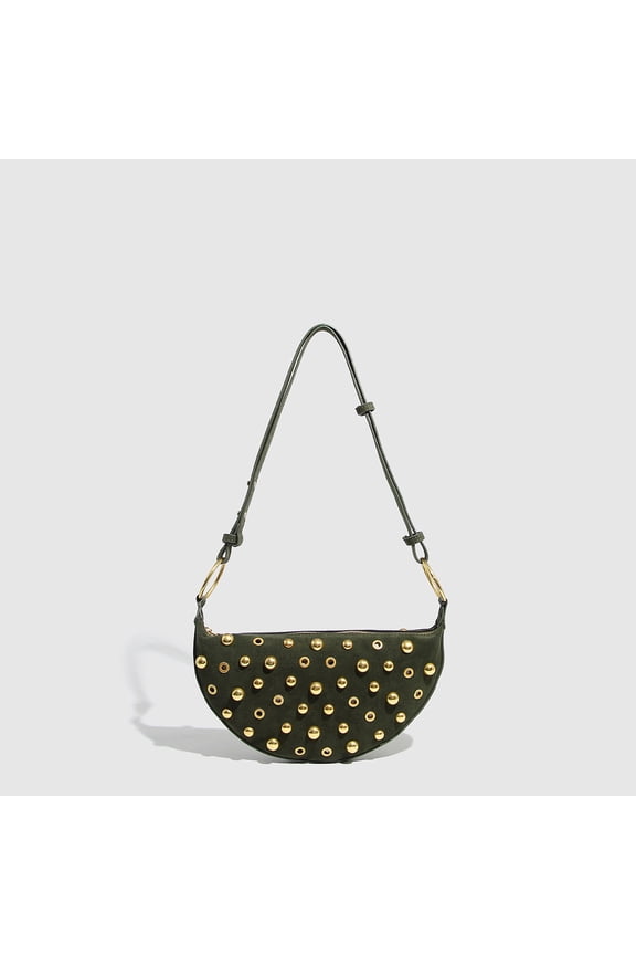 Cute Purse for Women, Edgy Punk Style Eyelet and Mushroom Stud Shoulder/Crossbody Bag for Daily Use