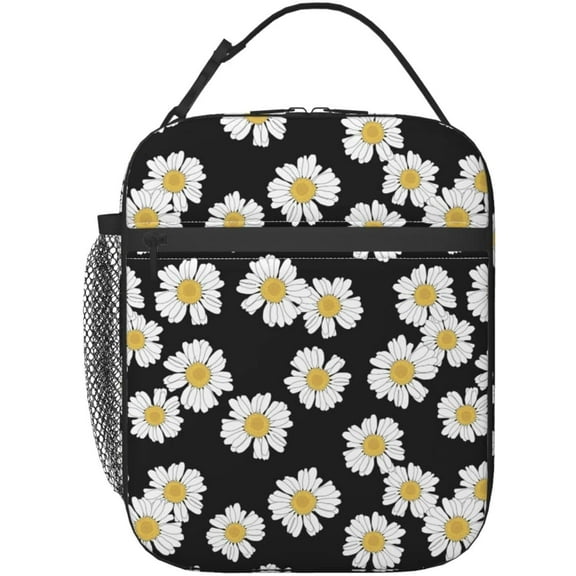 Sunyuer Daisy Flowers Pattern Portable Lunch Bag Insulated Lunch Box Reusable Cooler Totes For Women Men Work Office Picnic Camping