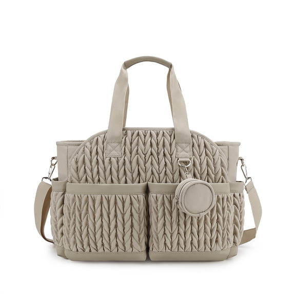 Sunyuer Diaper Bag Tote for Daily Use, Quilted Mommy Bag Function Maternity Bag Diaper Changing Messenger with Shoulder Strap Wet Pocket