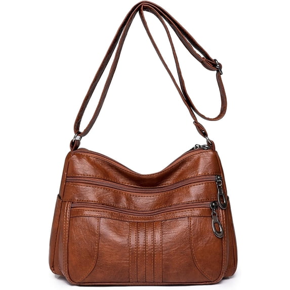 Sunyuer Fashion Crossbody Bag For Women Shoulder Bag Soft PU Leather Handbags Purses Multi Pocket Hobo Tote Bag