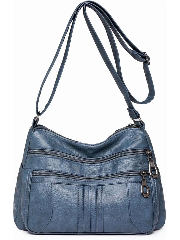 Fashion Crossbody Bag For Women Shoulder Bag Soft PU Leather Handbags Purses Multi Pocket Hobo Tote Bag