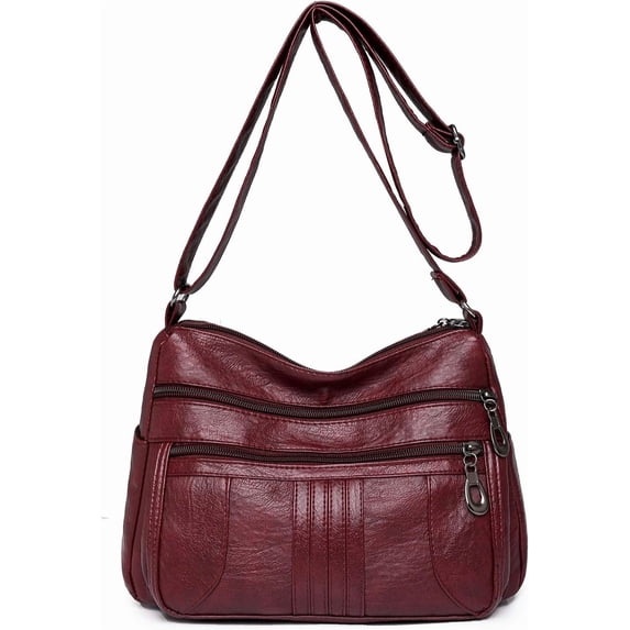 Sunyuer Fashion Crossbody Bag For Women Shoulder Bag Soft PU Leather Handbags Purses Multi Pocket Hobo Tote Bag