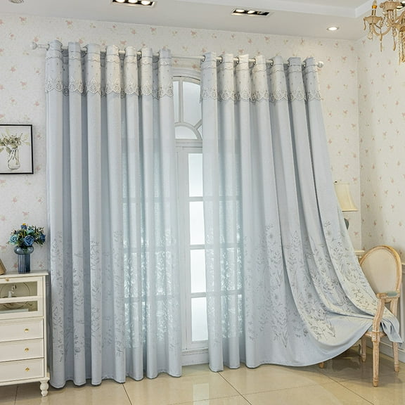 Sunyuer Fashions Jacquard Hollow Semi-transparent Window Curtains for Living Room, Set of 2 Panels