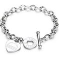 thumbnail image 1 of Sunyuer Heart Charm Bracelet Toggle Closure Link Chain Jewelry Stainless Steel Dainty Gift For Mother Women, 1 of 10