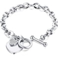 thumbnail image 1 of Sunyuer Heart Charm Bracelet Toggle Closure Link Chain Jewelry Stainless Steel Dainty Gift For Mother Women, 1 of 10