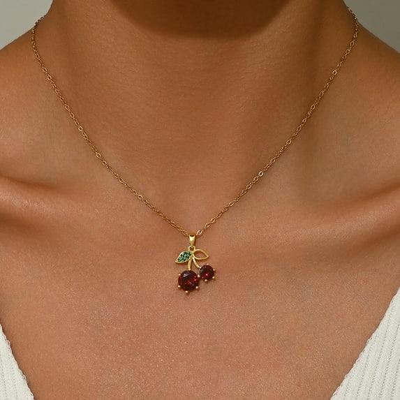 Sunyuer Kawaii Cute Dainty Gold Plated Fruit Food Pendant Necklaces, Simple Jewelry Accessories Gifts for Women